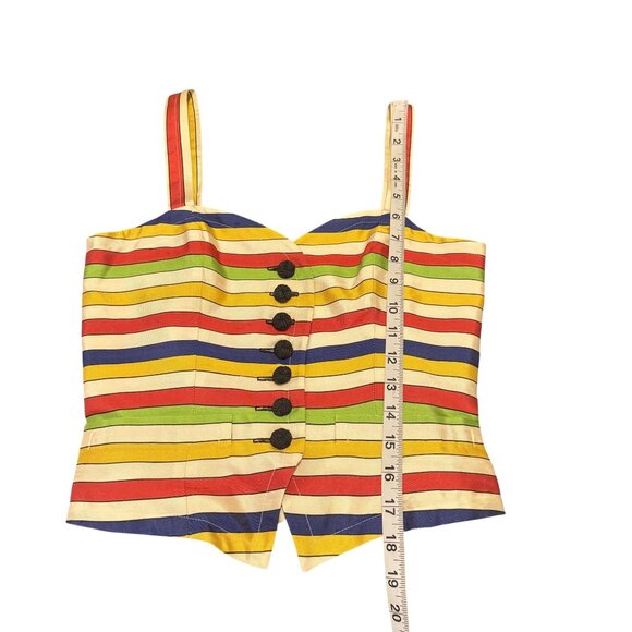 NWOT Vintage Yves Saint Laurent 100% Silk Button Up Multicolor Peplum Top SizeXS - Picture 7 of 10